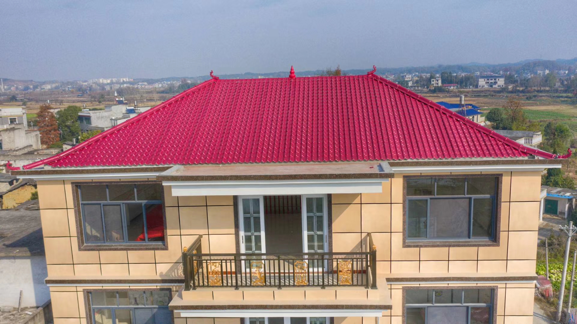 别墅·中国红树脂瓦工程